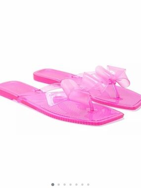 BCBGeneration Women's Linny Jelly Sandal Hot Pink Jelly Bow Thong Sandals